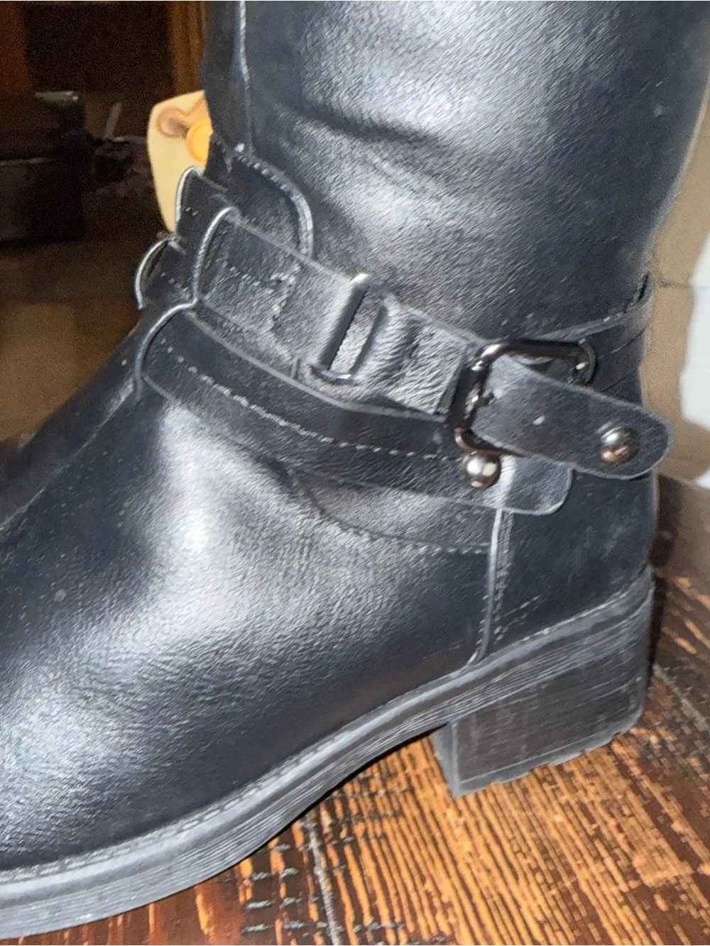 Dream Pairs Black Faux Leather Knee High Riding Boots - Size 6.5 Fur Lined